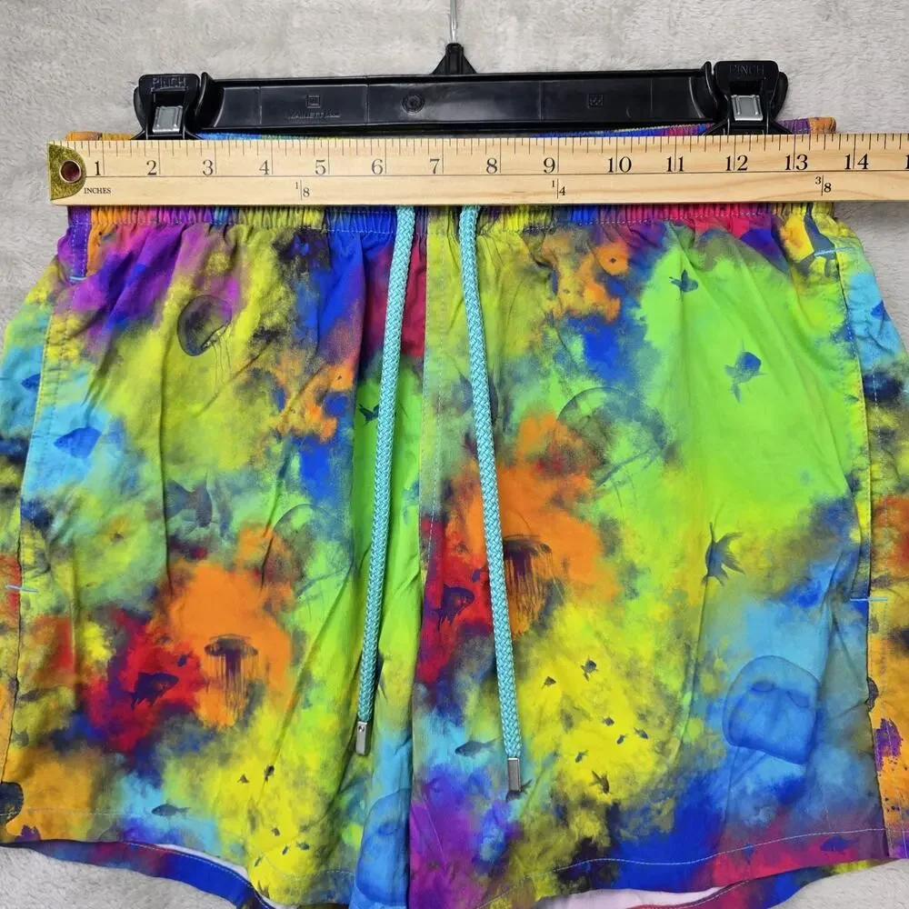 Vilebrequin Swim Trunks Mens Medium Tie Dye Multi Color Swim Wear Jellyfish RARE
